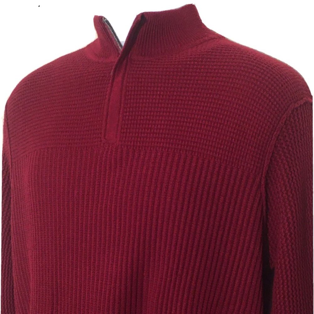 Tommy Bahama Red Quarter-Zip Small Pullover Sweater | Knit | Cotton Cashmere